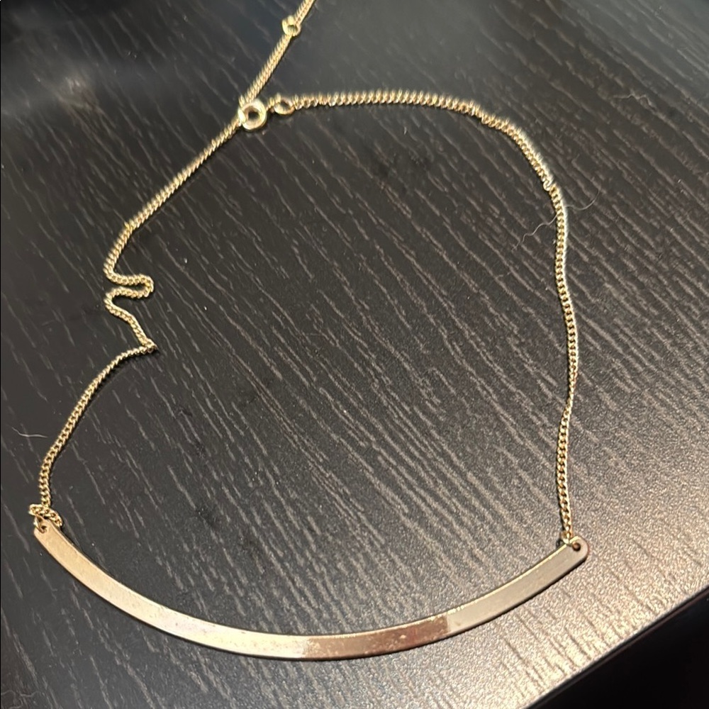 Gold Crescent Bar Necklace Minimalist Design